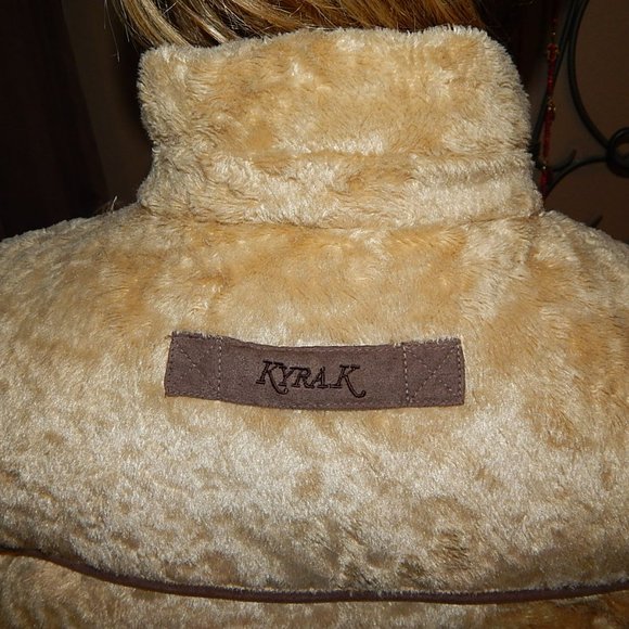 Krya.k Women's M Equestrian Tan Down Filled Fleece Puffer Vest Jacket Kyra K - Picture 6 of 9